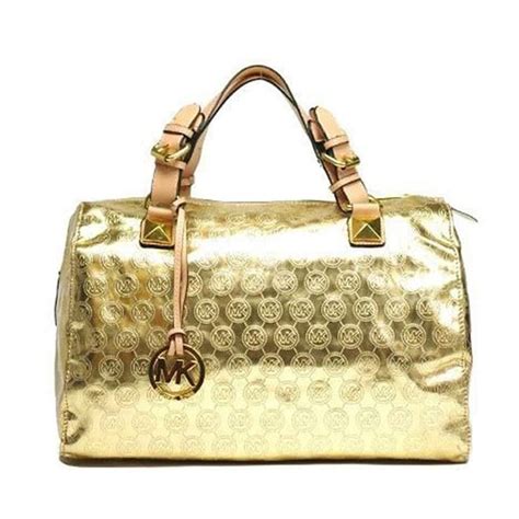 michael kors grayson large monogram pale gold satchel